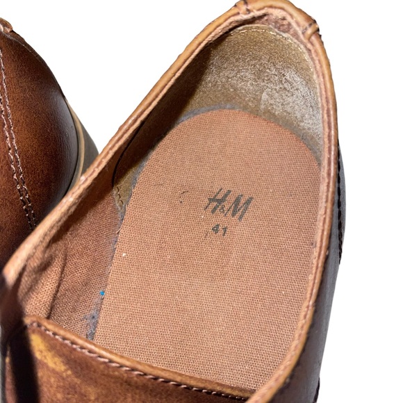 H&M Men’s Leather Loafer Lace Up Loafer Brown Size 41 ( US Size 8.5) Bus Casual - Picture 5 of 7